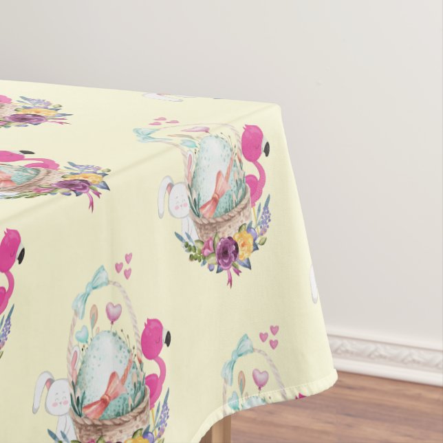 Nappe Oeuf mignon, Flamant rose rose et lapin, Aquarelle (In Situ)