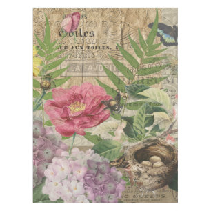 Nappe Oiseau Nid Floral Jardin Fleur Papillon Art