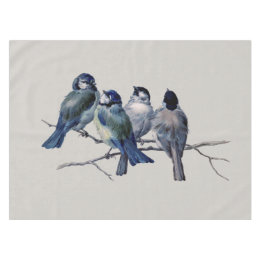 Nappe Oiseaux bleus élégants sur une branche