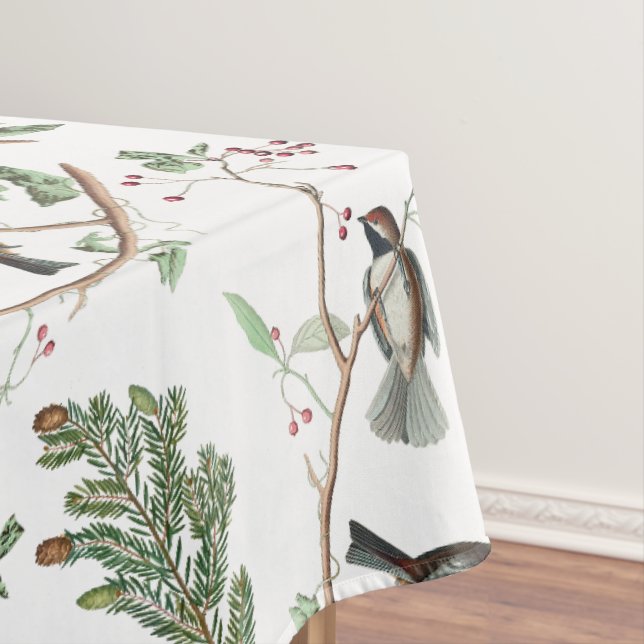 Nappe Oiseaux de poulet Baies et Pinecones Aquarelle (In Situ)