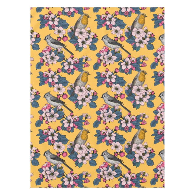 Nappe Oiseaux et fleurs sur le jaune (Devant)