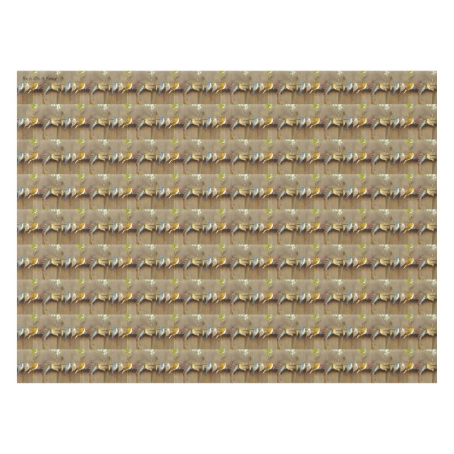 Nappe Oiseaux sur une clôture - Rustique (Devant (Horizontal))