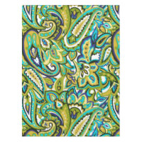 Olive Green Mustard Jaune Turquoise Blue Paisley