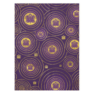 Nappe Or et fleur de Lotus mauve-foncé