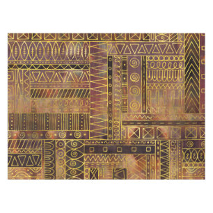 Nappe Or ethnique tribal et brun de motif de Boho