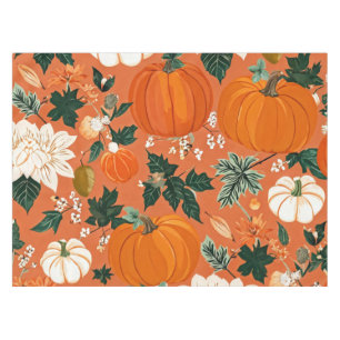 Nappe Orange Boho Citrouille Automne motif floral