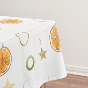 Nappe Oranges aquarelles et étoiles sur le beige