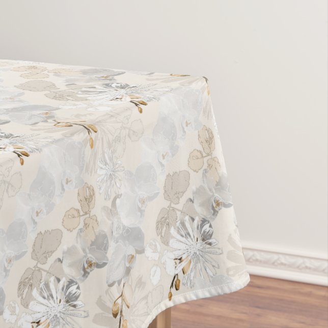 Nappe Orchidées blanches sur une crème légère  (In Situ)