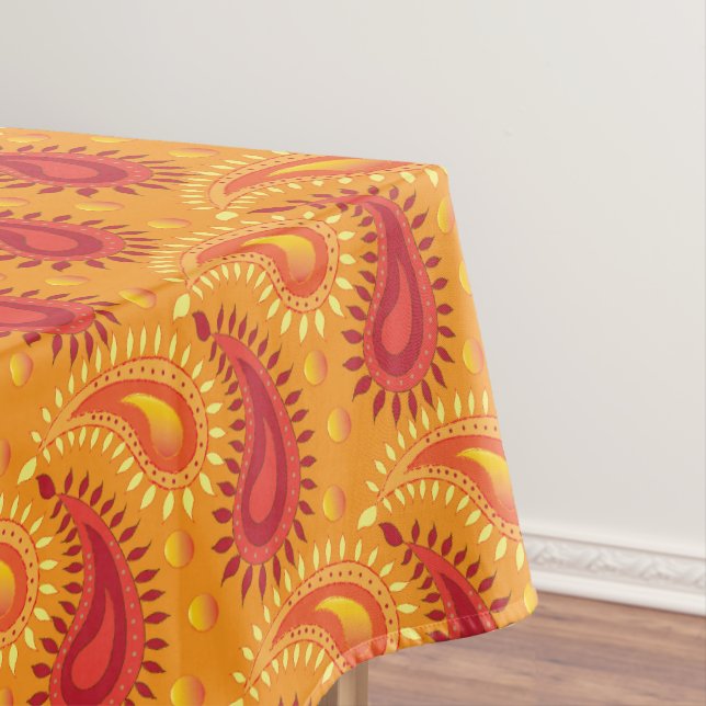 Nappe Oriental Orange Perse Motif Paisley (In Situ)