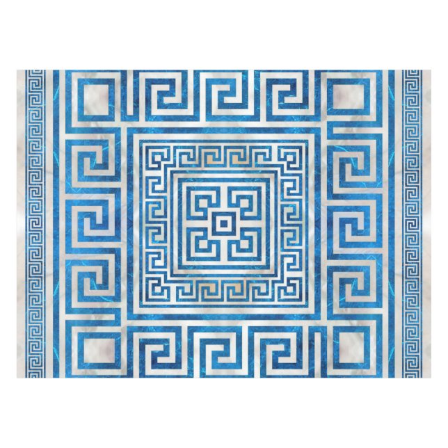 Nappe Ornement de clé grecque - Mander grec - Marbre ble (Devant (Horizontal))