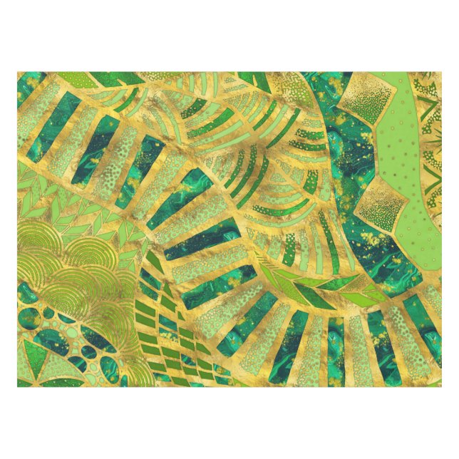 Nappe Ornement tribal éthique - Verts et or (Devant (Horizontal))