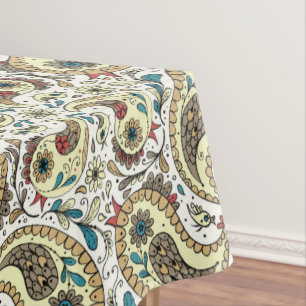 Nappe Paisers en jaune/brun et blanc