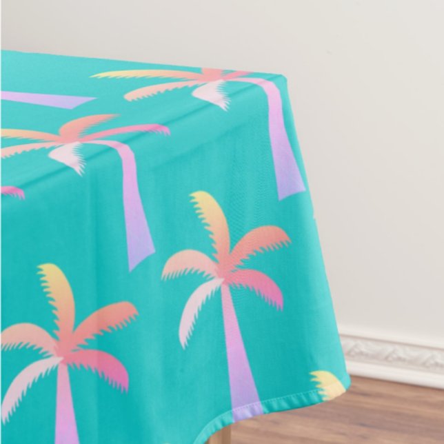 Nappe Palm Springs Caraïbes Bleu Tropical Palm Tree (Colorful palm tree tablecloth)