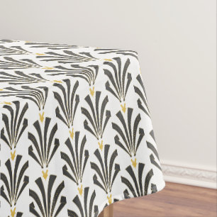 Nappe Palmettos gris et blancs d'art déco des années
