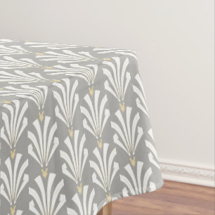 Nappe Palmettos gris et blancs d'art déco des années