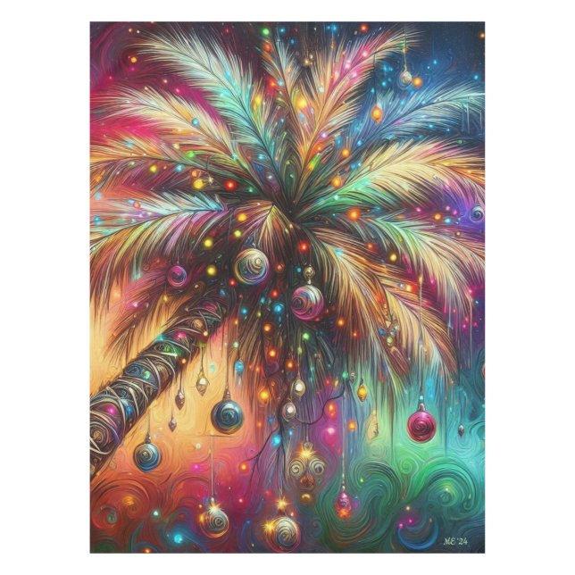 Nappe Palmier de Noël Whimsical Tropical Beach Vivid (Devant)