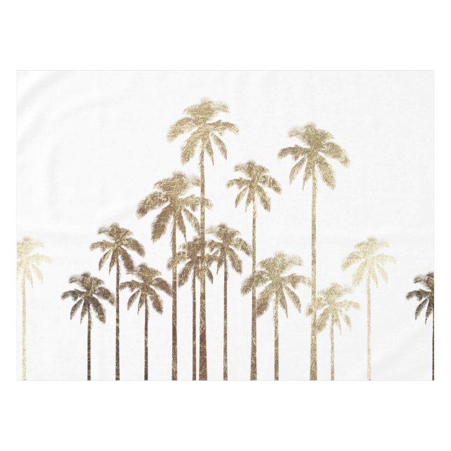 Nappe Palmiers tropicaux d'or fascinant sur le blanc (Devant (Horizontal))
