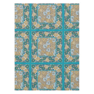 Nappe papier peint bleu art nouveau cyclamen