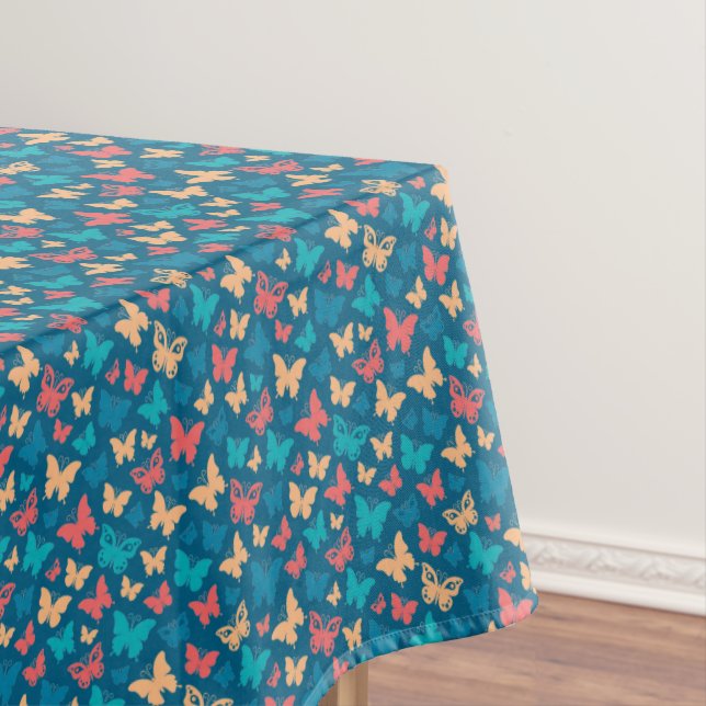 Nappe Papillon contemporain mignon rose turquoise (In Situ)