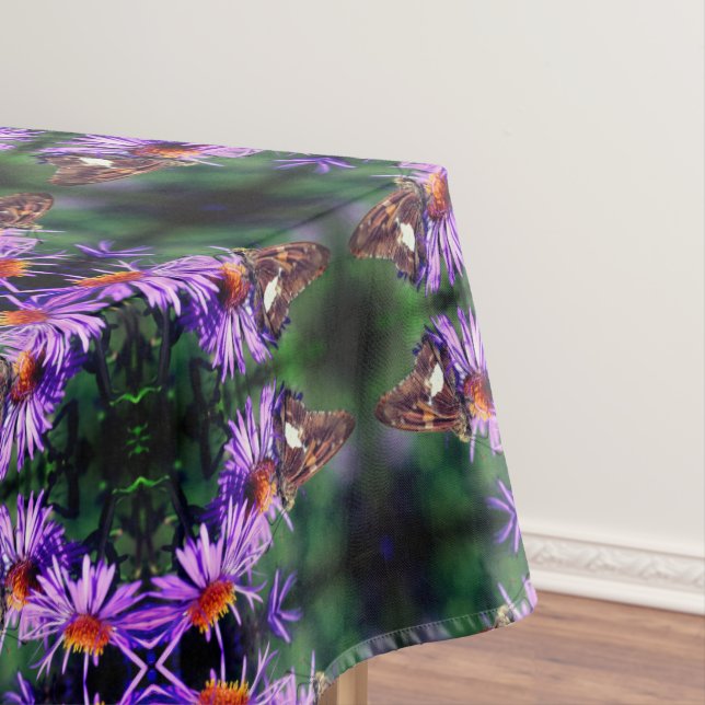 Nappe Papillon Lady Peint Sur Aster Flower Abstrait (In Situ)