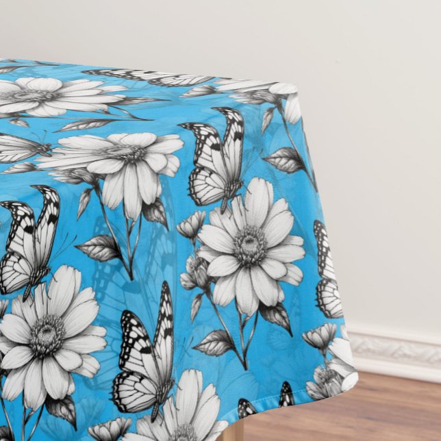 Nappe Papillon sur Motif de fleurs Design bleu (Créateur téléchargé)