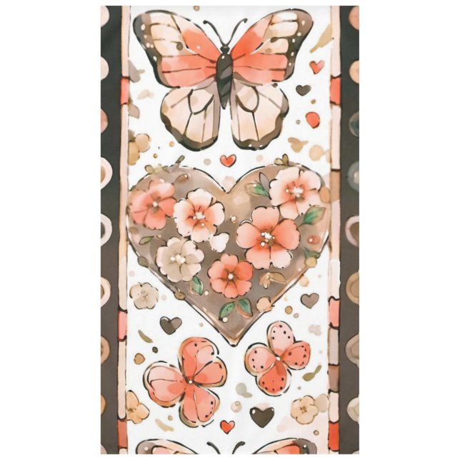 Nappe Papillons, Coeurs et Fleurs (Devant)