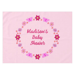 Nappe Papillons et Fleurs Rose Bébé Fille Shower de Bébé