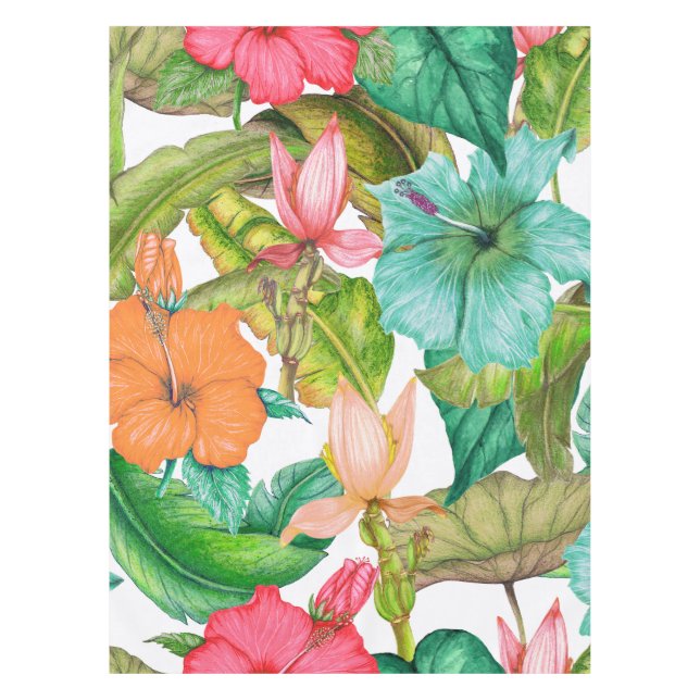 Nappe Paradis hawaïen Hibiscus motif floral (Devant)