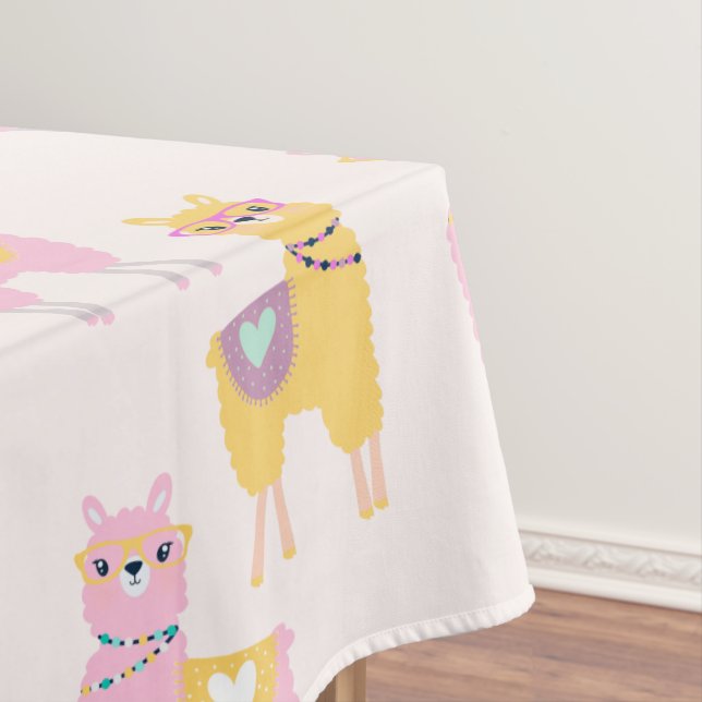 Nappe Pas de Drame Llama mignonne rose Motif jaune (In Situ)