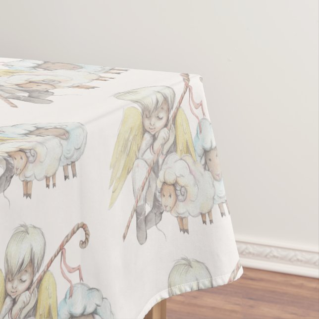 Nappe Pasteur d'ange avec agneaux Motif pastoral (In Situ)