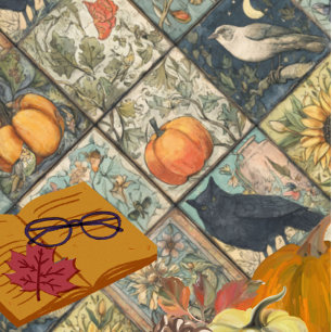 Nappe Patchwork automnal de style vintage avec chouette 