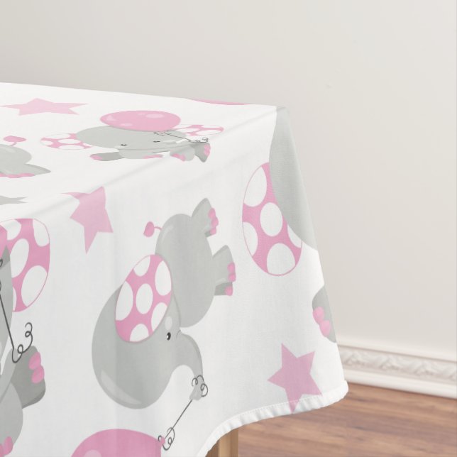 Nappe Pattern of Elephants, Cute Elephants - Pink Gray (In Situ)
