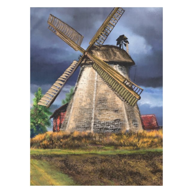 Nappe Pays-Bas Paysage Windmill Tablecloth Peinture (Devant)