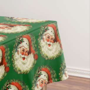 Nappe Père Noël vintage avec Motif de couronne de pin