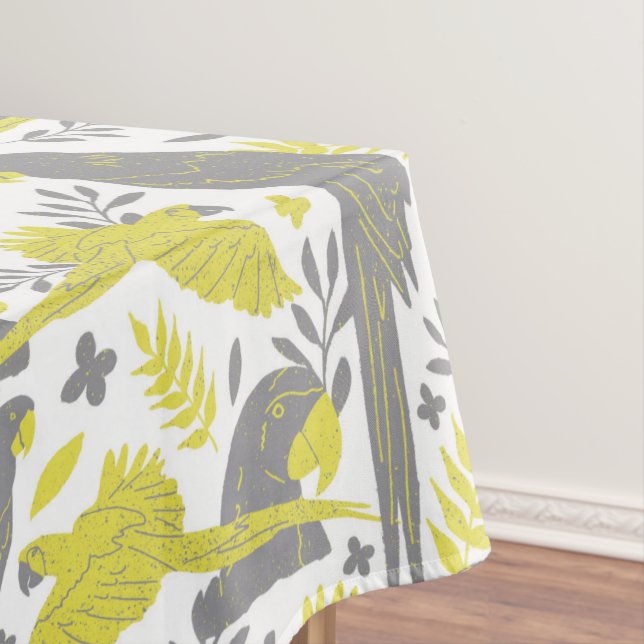 Nappe Perroquet à ara gris jaune Dessin Motif tropical (In Situ)
