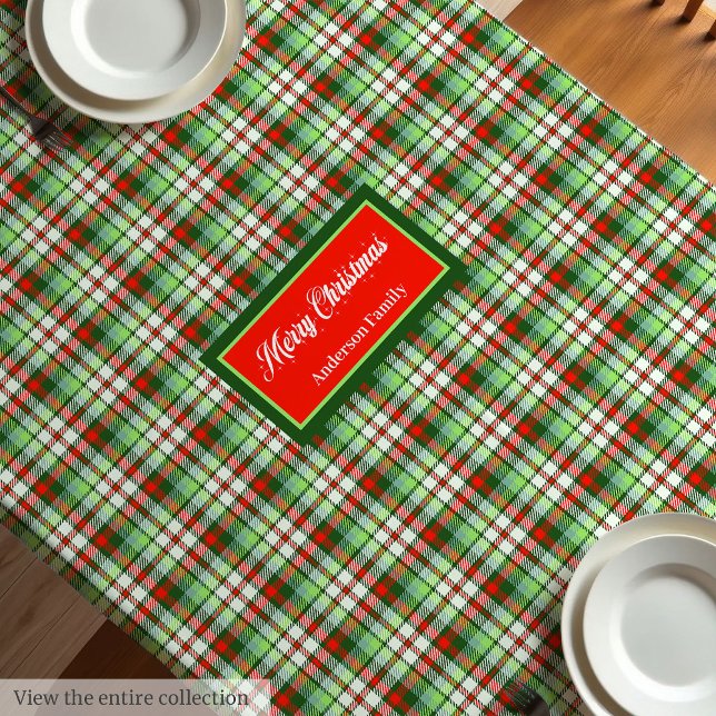 Nappe Personalized Holiday Tablecloth Elegant Red Green (Personalized Holiday Tablecloth Elegant Red Green)