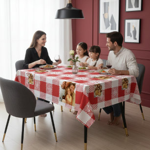 Nappe personnalisée avec photo de famille rouge et