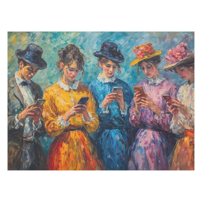 Nappe Personnes du 19e siècle utilisant des smartphones (Devant (Horizontal))