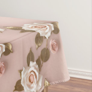 Nappe Petites roses dans des tons d'ivoire et d'or