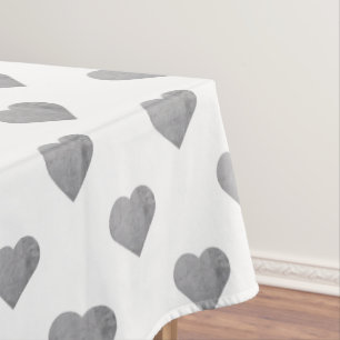Nappe Petits Coeurs Gris Béton Symétrique sur Blanc