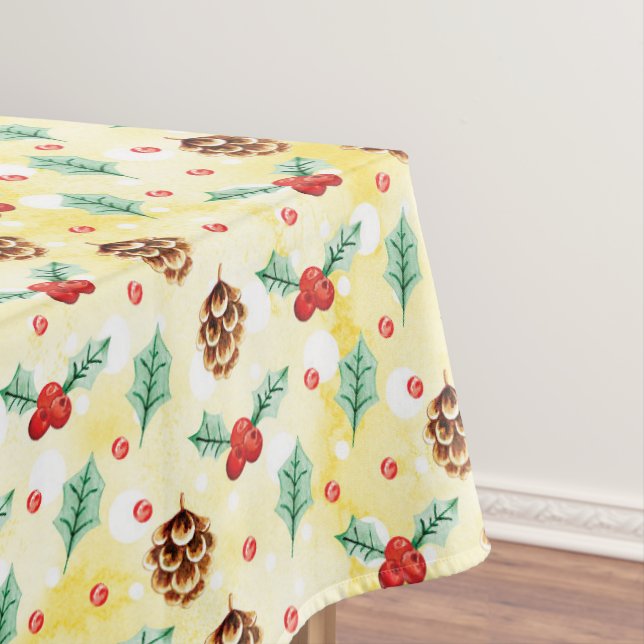 Nappe Pine Cones et Motif de Noël Holly (In Situ)