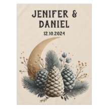 Pinecones et Crescent Lune Amour hivernal