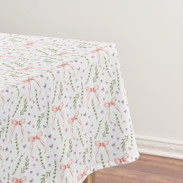 Nappe Pink Bows Floral Anniversaire Douche Table (In Situ)