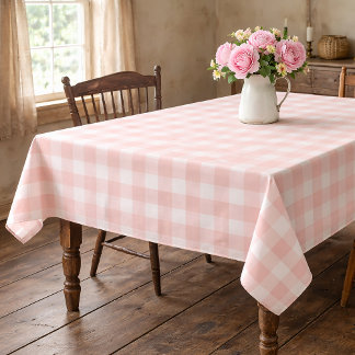 Nappe Pink Gingham Cotton Tablecloth 
