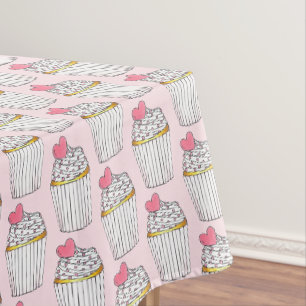 Nappe Pink Heart Love Cupcake Fête des mariées Anniversa