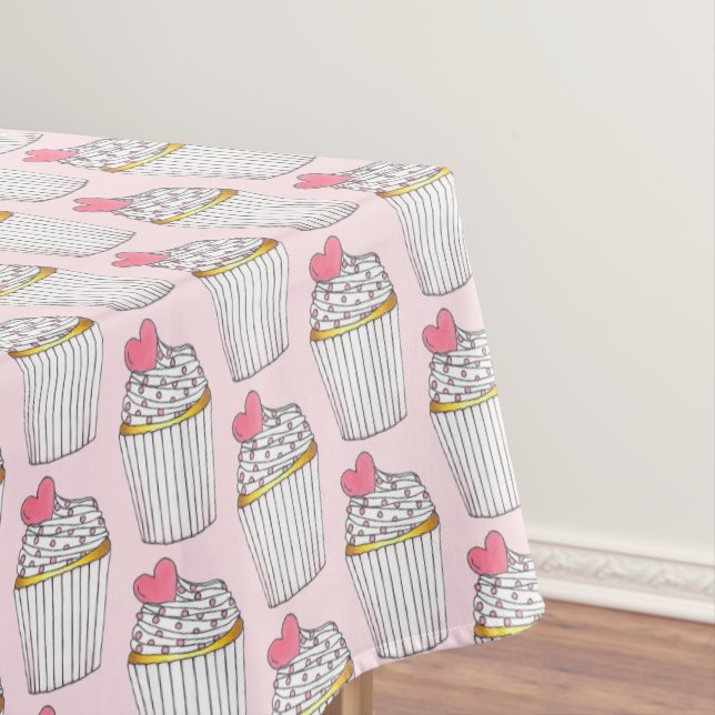 Nappe Pink Heart Love Cupcake Fête des mariées Anniversa (In Situ)