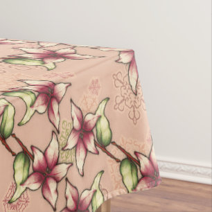 Nappe Pink Poinsettia Diagonal Stripe Noël