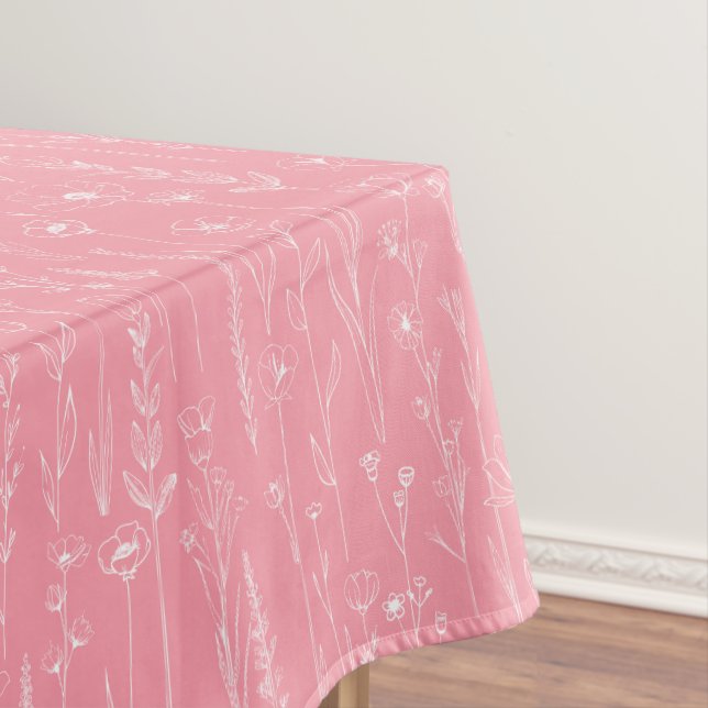 Nappe Pink Wildflower Baby Shower Tablecloth Decor (In Situ)