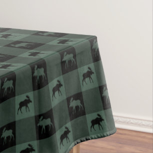 Nappe Plaid noir vert d'orignaux