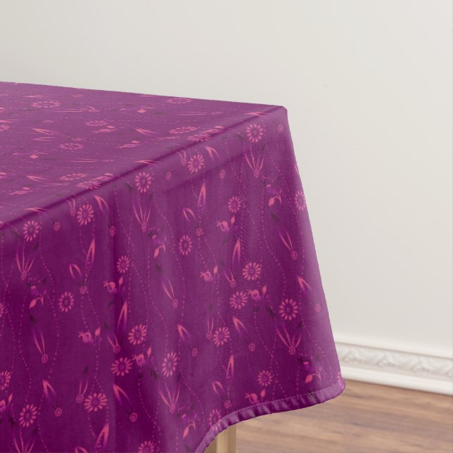 Nappe Plain floral pattern retro burgundy (In Situ)